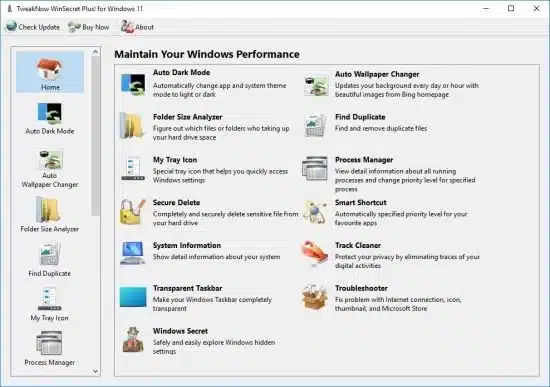 برنامج TweakNow WinSecret Plus 5.0.1 للتعامل مع الاعدادات النظام المخفية