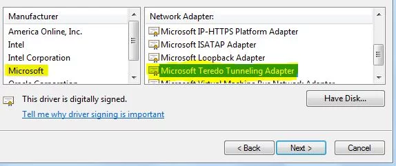 HDegy | دليل خطوة بخطوة لتثبيت Microsoft Teredo Tunneling Adapter