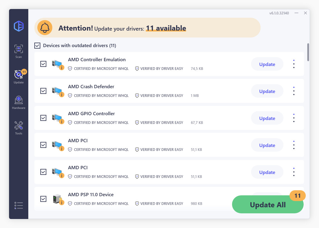 HDegy | برنامج DriverEasy PRO v6.1.1 Build 29776: الحل الأمثل لتحديث تعريفات جهازك